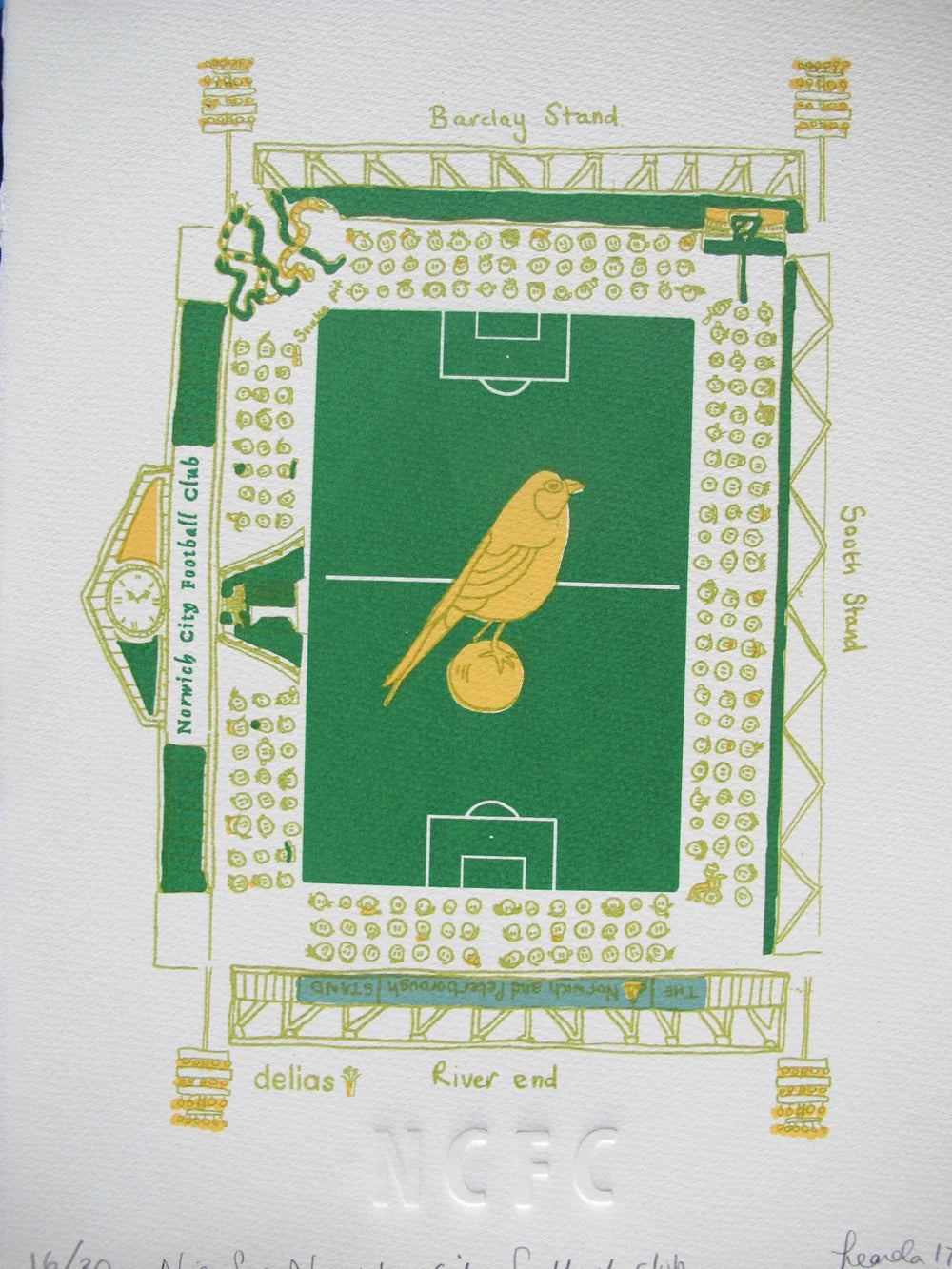 Hand made screen print by Leanda Jaine from the A-Z of Norwich series.