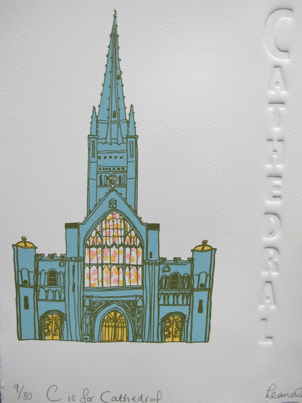 Hand made screen print by Leanda Jaine from the A-Z of Norwich series.