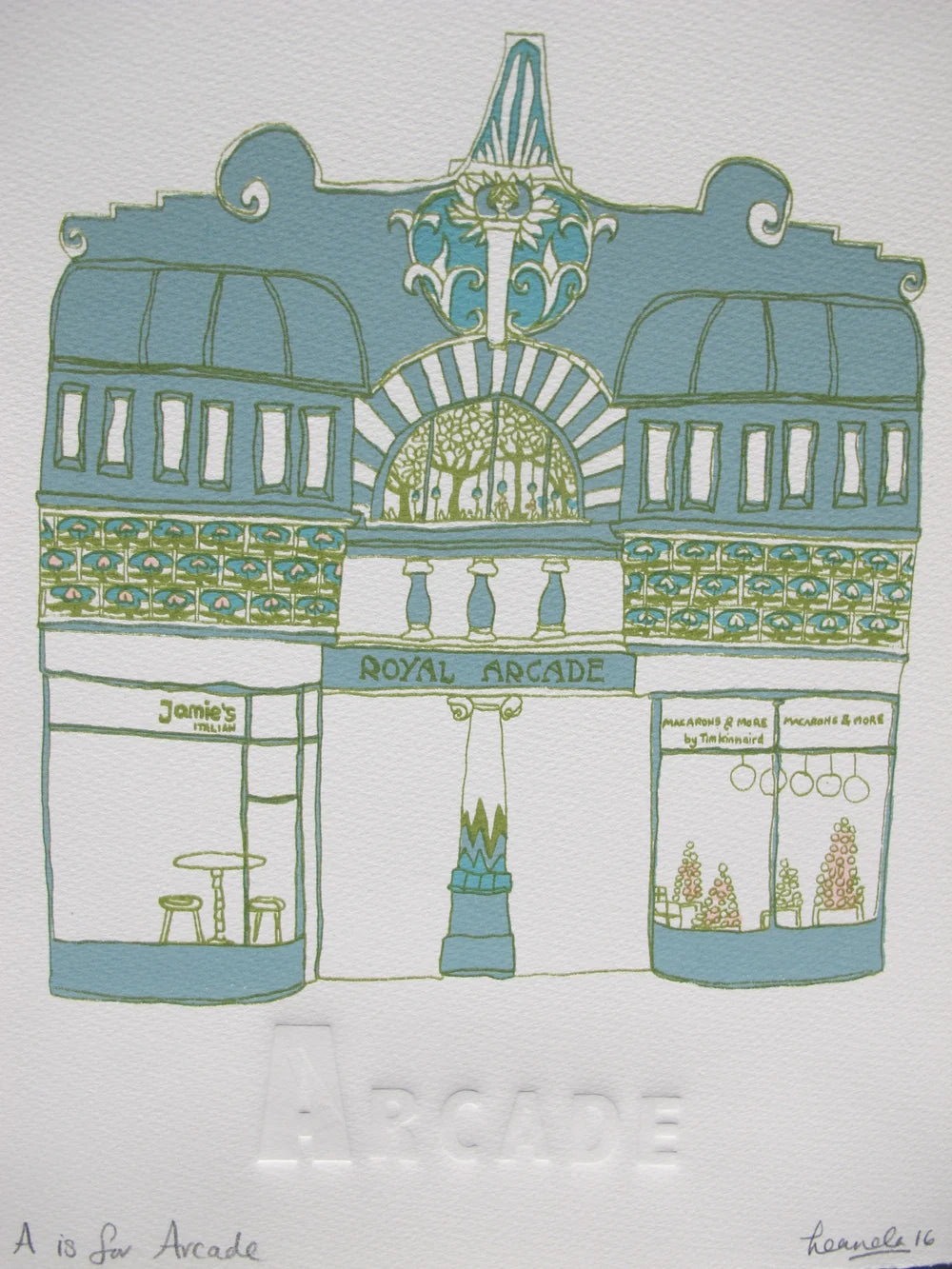Hand made screen print by Leanda Jaine from the A-Z of Norwich series.