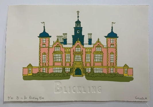 Hand made screen print from original drawing by Leanda Jaine from the A-Z of North Norfolk