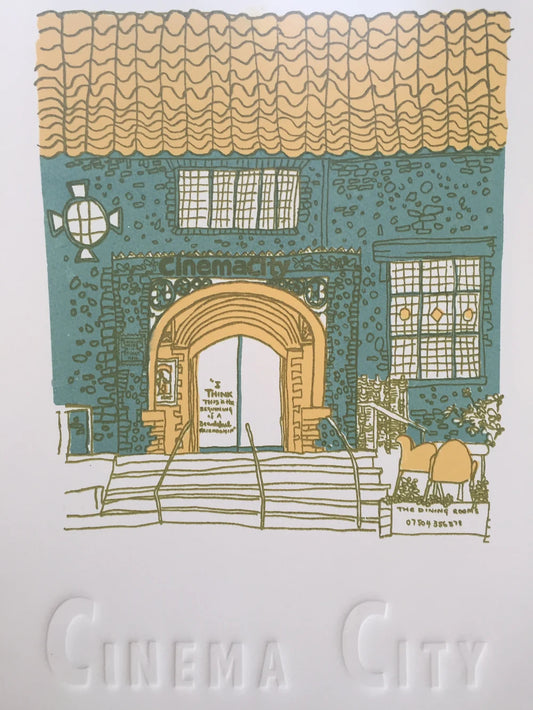 Hand made screen print from original drawing by Leanda Jaine from the A-Z of Norwich series.