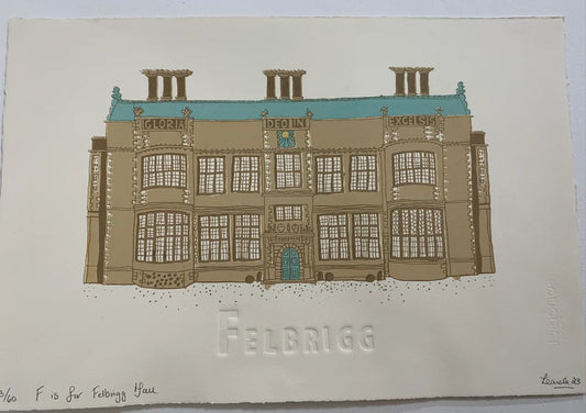 Hand made screen print from original drawing by Leanda Jaine from the A-Z of North Norfolk