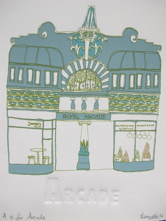 Hand made screen print by Leanda Jaine from the A-Z of Norwich series.