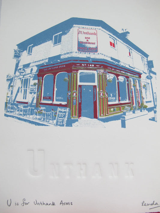 Hand made screen print by Leanda Jaine from the A-Z of Norwich series.